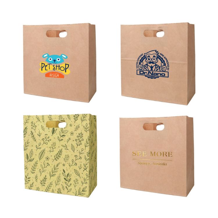 Picture of Die Cut Brown Kraft Paper Bag (280 x 280 x 150mm)