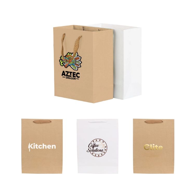 Picture of Medium Vertical Paper Bag with Fabric Flat Handle(210 x 270 x 110mm)