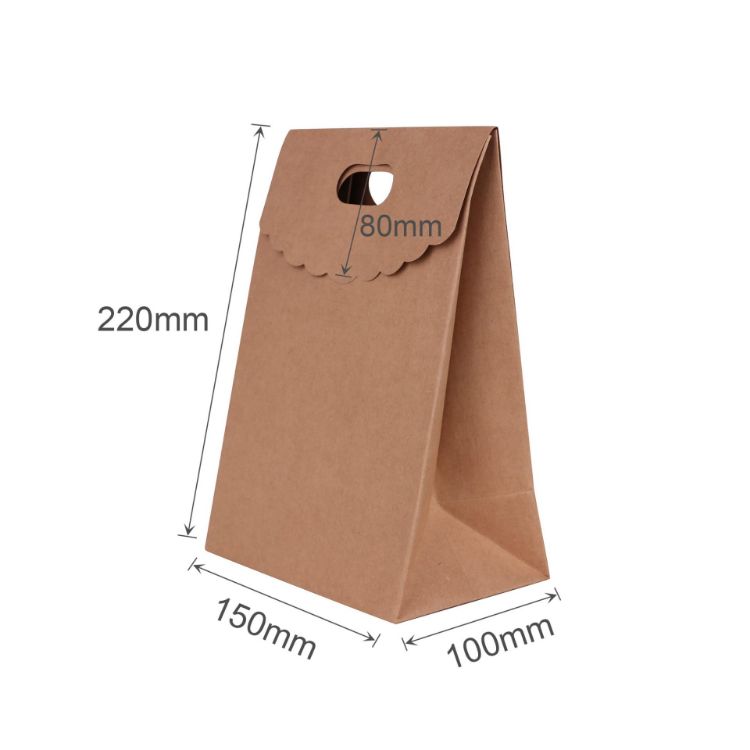 Picture of Die cut Handle Bag with Flap(150x220x100mm+80mm flap)