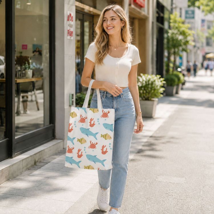 Picture of 170gsm Digital Print Short Handle Cotton Bag