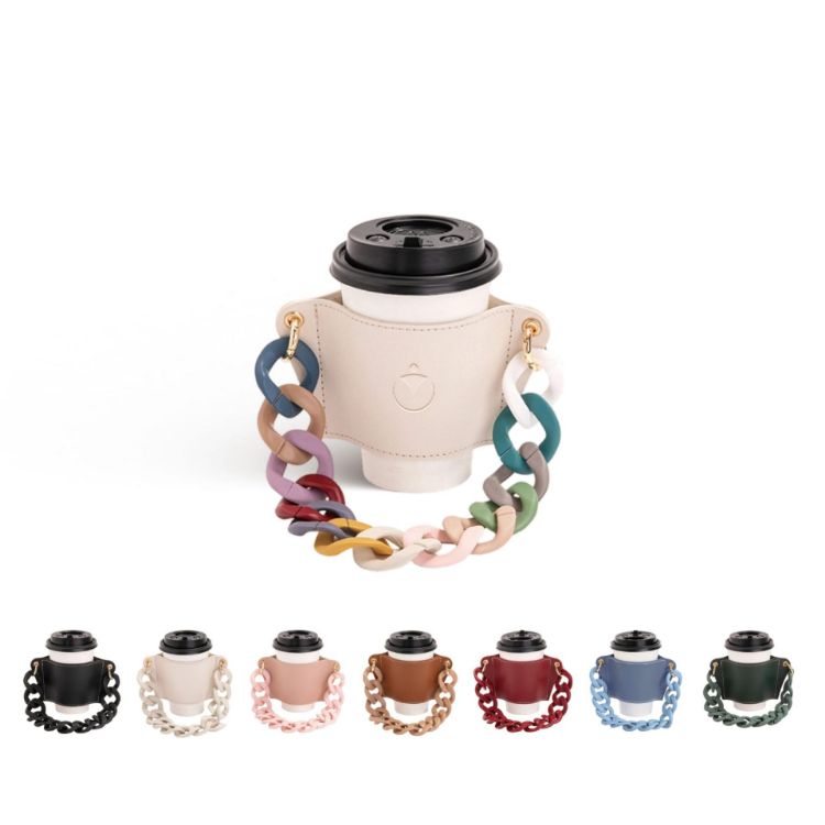 Picture of Leather Water Bottle Holder With Acrylic Strap