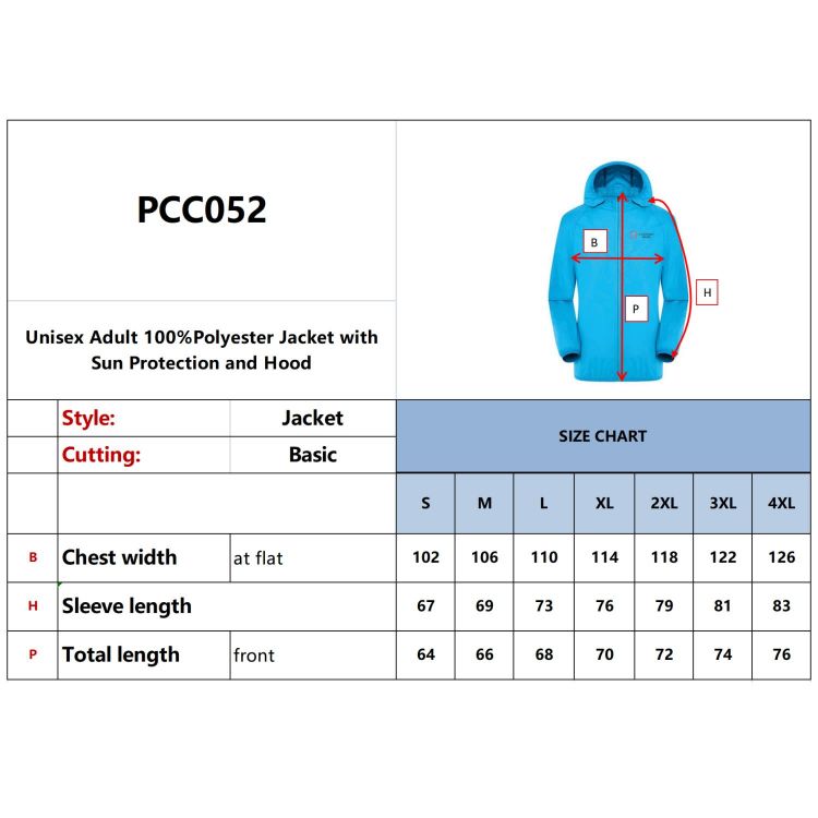 Picture of Unisex Adult 100% Polyester Jacket with Sun Protection and Hood