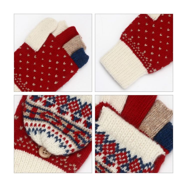 Picture of Adults Jacquard Fingerless Gloves with Flip Cover