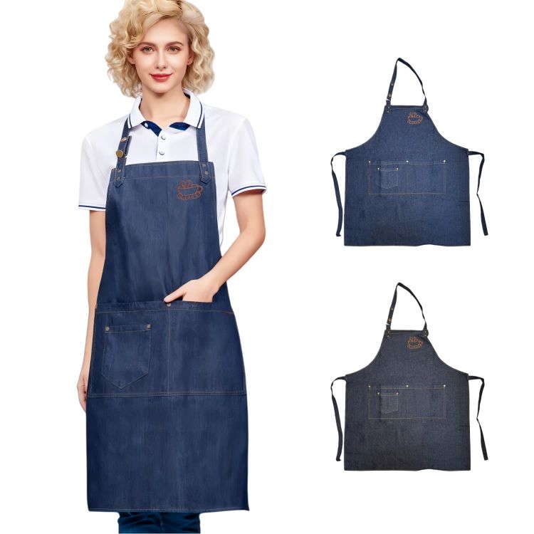 Picture of Poly-Cotton Denim Full Bib Apron With Neck Strap