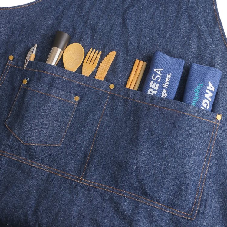 Picture of Poly-Cotton Denim Full Bib Apron With Neck Strap