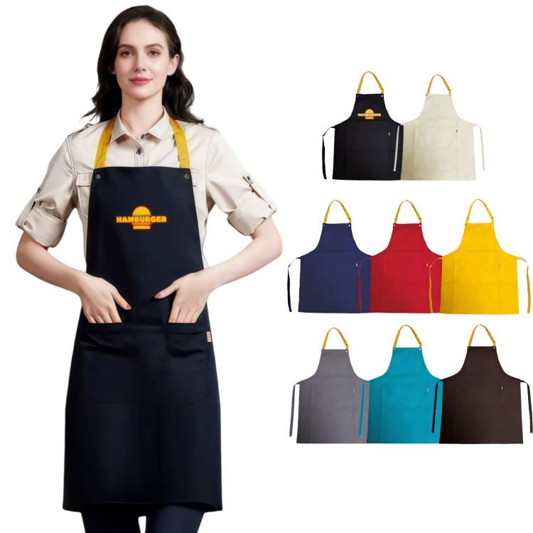 Picture of Poly-Cotton Canvas Full Bib Apron With Colour Neck Strap