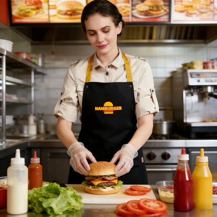 Picture of Poly-Cotton Canvas Full Bib Apron With Colour Neck Strap