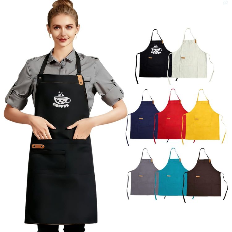 Picture of Poly-Cotton Canvas Full Bib Apron With Neck Strap