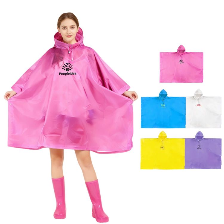 Picture of Reusable Adult PEVA Screen Print Rain Poncho