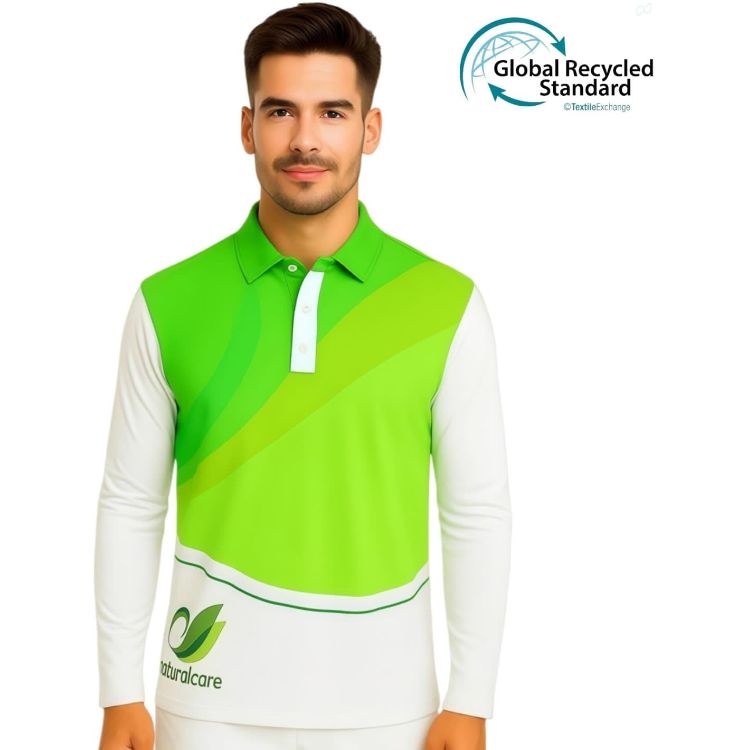 Picture of Unisex Adults RPET Micro Mesh Sublimated Basic Long Sleeves POLO