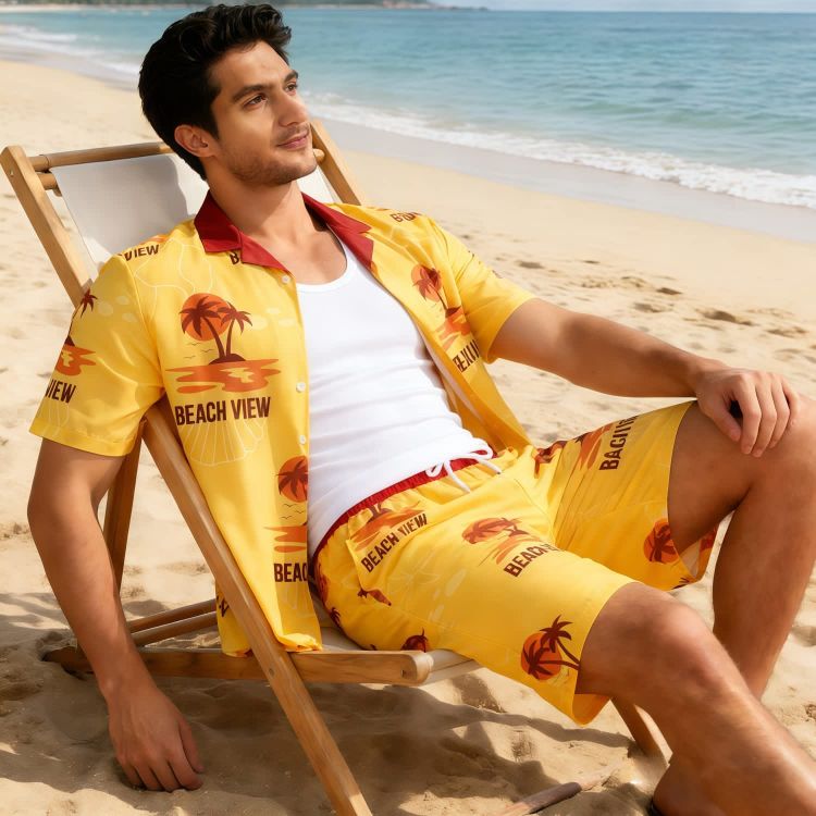 Picture of Men's Sublimated Imitation Cotton Cuban Collar Shirt