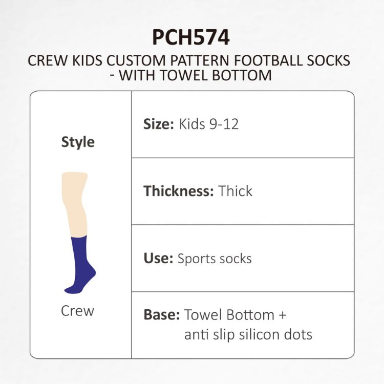 Picture of Crew Kids Custom Pattern Football Socks - With Towel Bottom