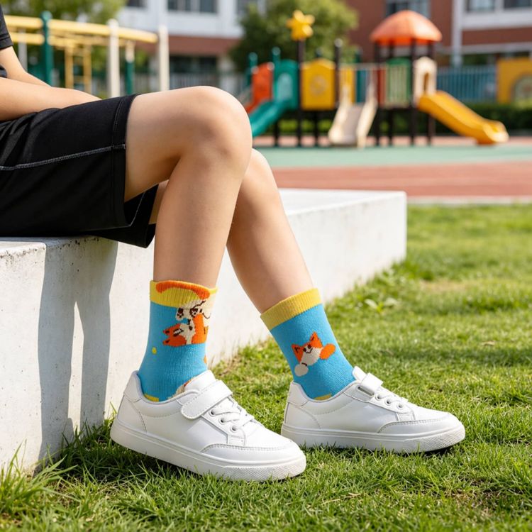Picture of Ear Shaped Crew Kids Custom Pattern Woven Socks