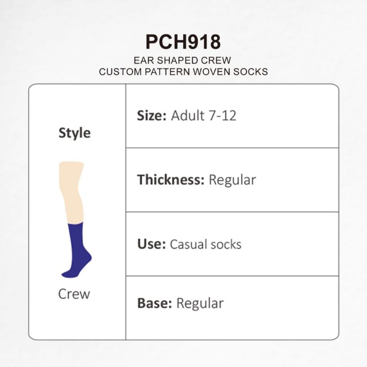 Picture of Ear Shaped Crew Custom Pattern Woven Socks