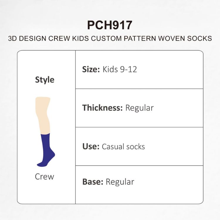 Picture of 3D Design Crew Kids Custom Pattern Woven Socks
