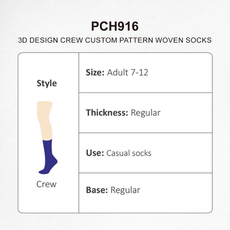 Picture of 3D Design Crew Custom Pattern Woven Socks