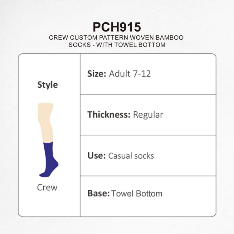 Picture of Crew Custom Pattern Woven Bamboo Socks - With Towel Bottom