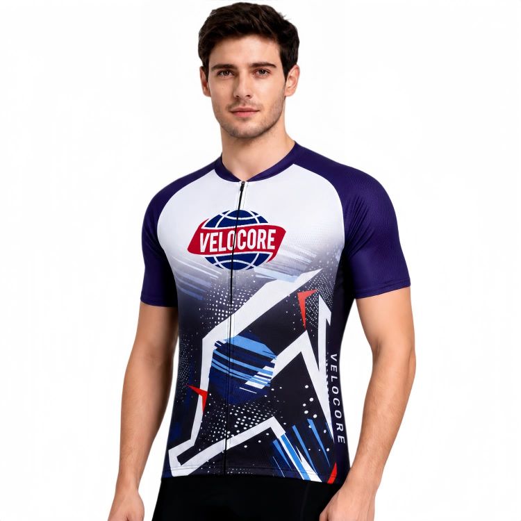 Picture of Unisex Sublimated Stand Collar  Raglan Short Sleeves Cycling Jersey