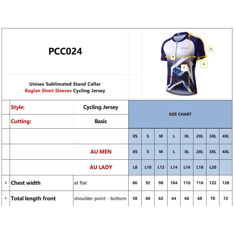 Picture of Unisex Sublimated Stand Collar  Raglan Short Sleeves Cycling Jersey