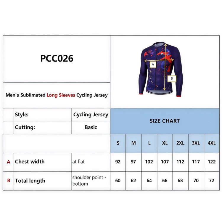 Picture of Men's Sublimated Long Sleeve Cycling Jersey