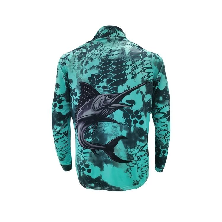 Picture of Men's Polyester Spandex Sublimated 1/4 Zip Fishing Raglan Pullover