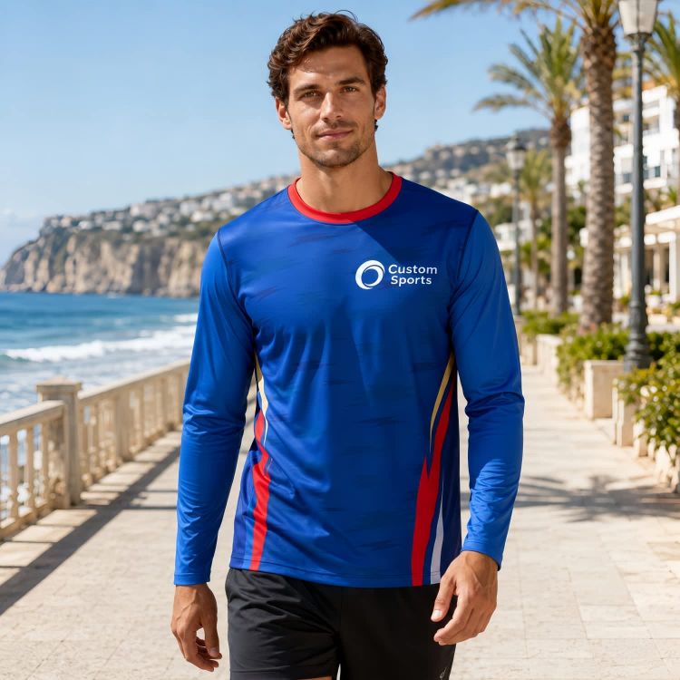 Picture of Men's Polyester Spandex Sublimated Sun Protection Long-sleeved T-shirt