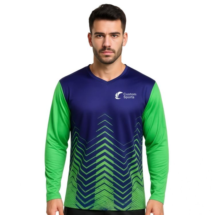 Picture of Unisex Adults 100% Poly Milk Silk Sublimated Long Sleeves V-Neck Shirt