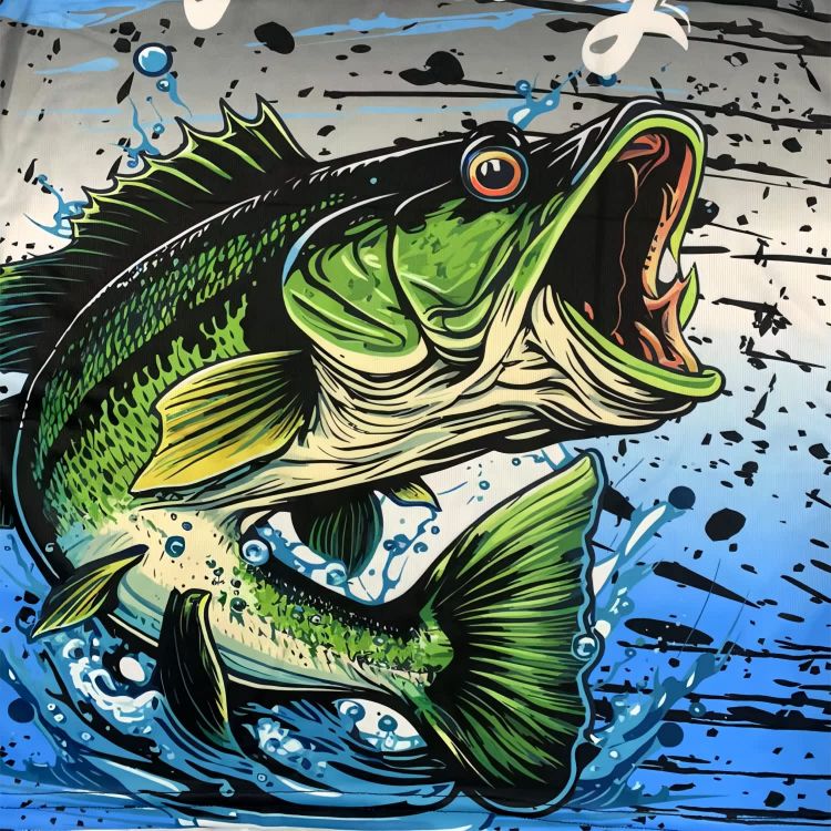 Picture of Men's Polyester Spandex Sublimated Crew Neck  Long Sleeves Fishing Shirt