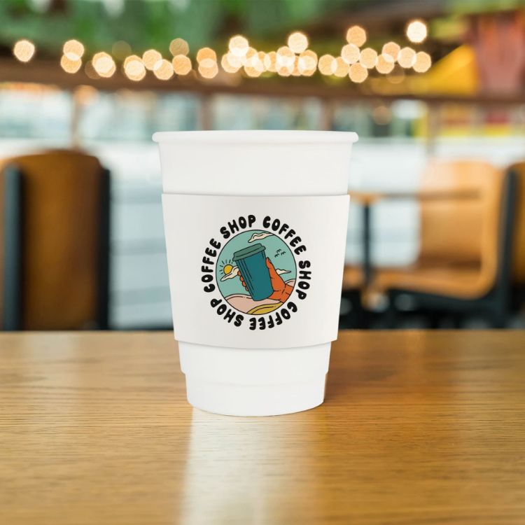 Picture of Home Compostable Aqueous Double Wall Paper Cups with Cup Sleeve