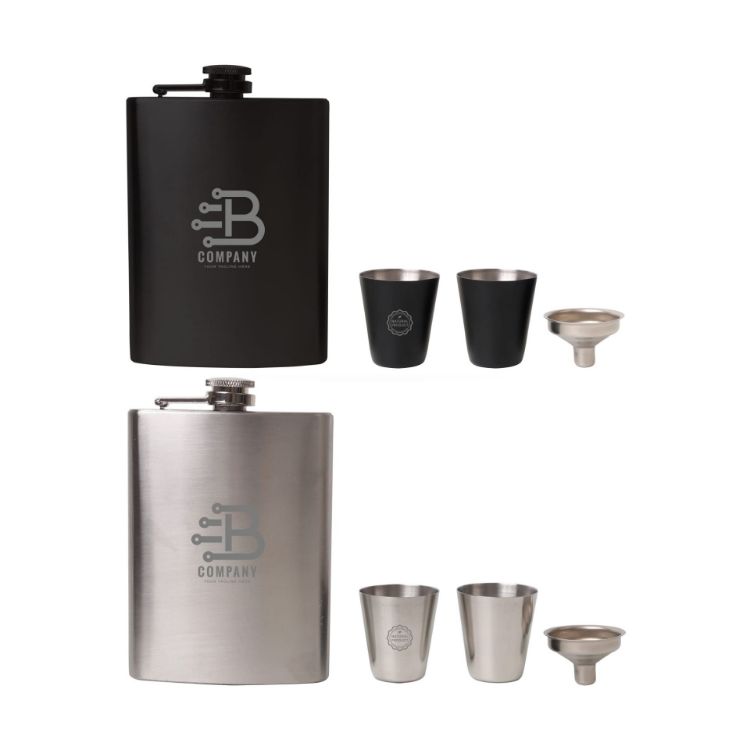 Picture of 8 OZ Stainless Steel Hip Flask Set