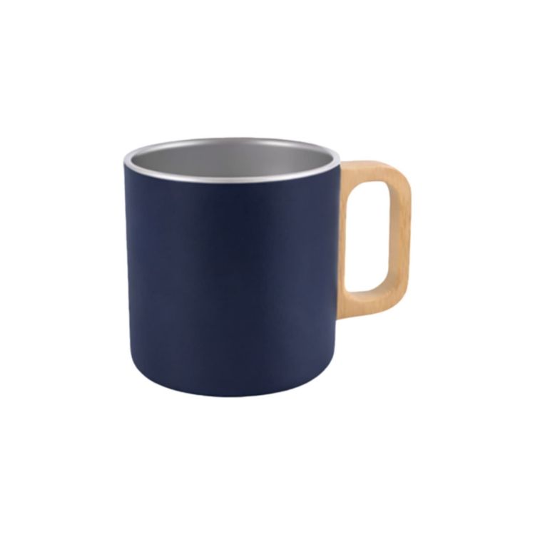 Picture of 400ML Stainless Steel Insulated Mug with Wooden Handle