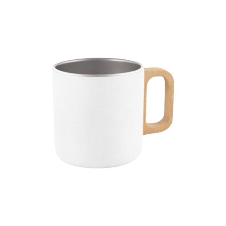 Picture of 400ML Stainless Steel Insulated Mug with Wooden Handle