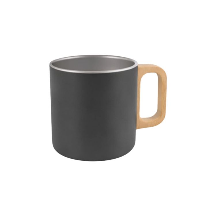 Picture of 400ML Stainless Steel Insulated Mug with Wooden Handle