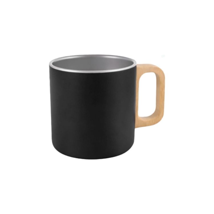 Picture of 400ML Stainless Steel Insulated Mug with Wooden Handle