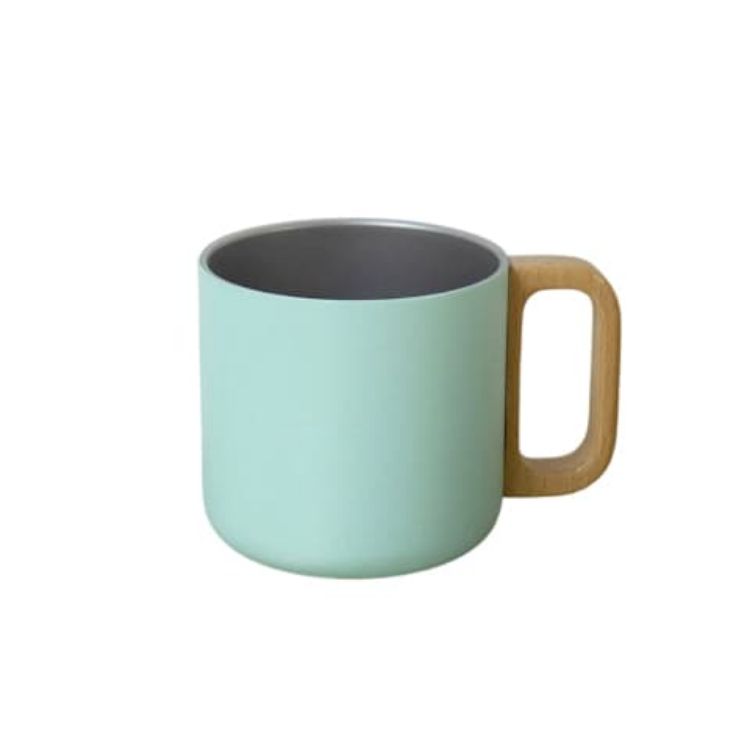 Picture of 400ML Stainless Steel Insulated Mug with Wooden Handle