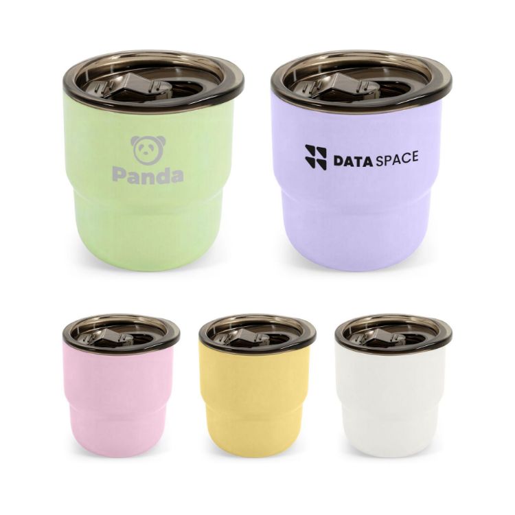 Picture of 220ml Double Wall Stainless Steel Round Bottom Camping Mug with Lid