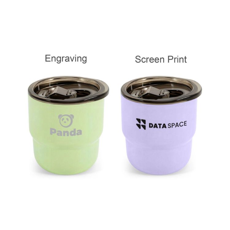 Picture of 220ml Double Wall Stainless Steel Round Bottom Camping Mug with Lid