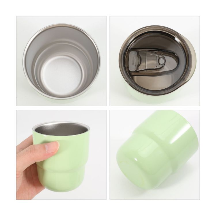 Picture of 220ml Double Wall Stainless Steel Round Bottom Camping Mug with Lid