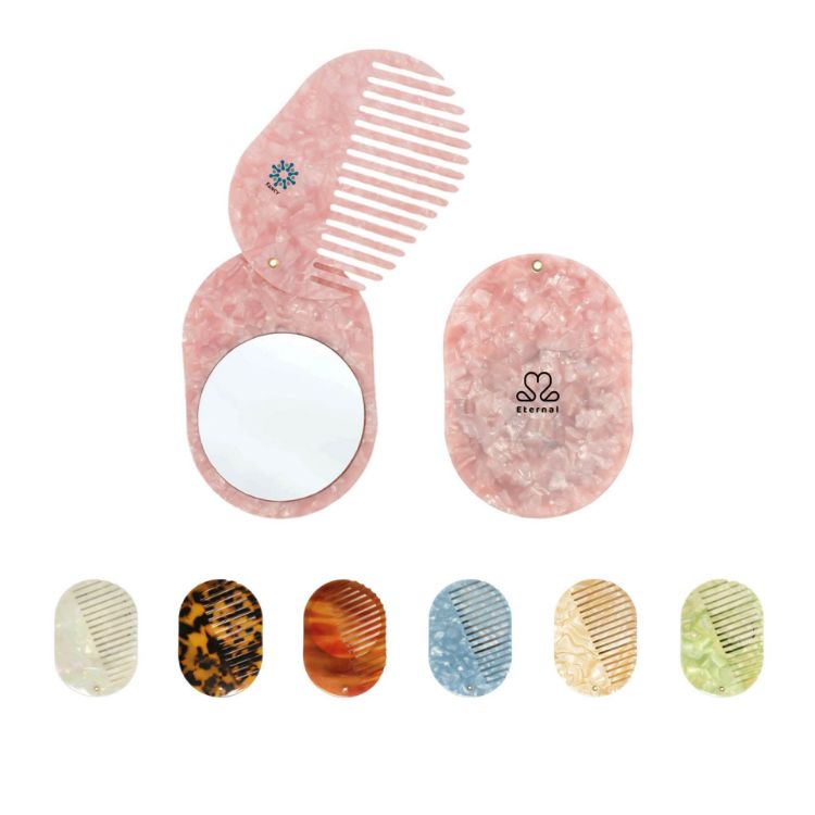 Picture of Portable Acetate Hair Comb with Mirror