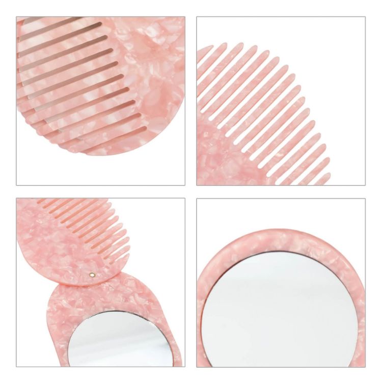 Picture of Portable Acetate Hair Comb with Mirror