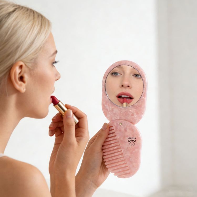 Picture of Portable Acetate Hair Comb with Mirror