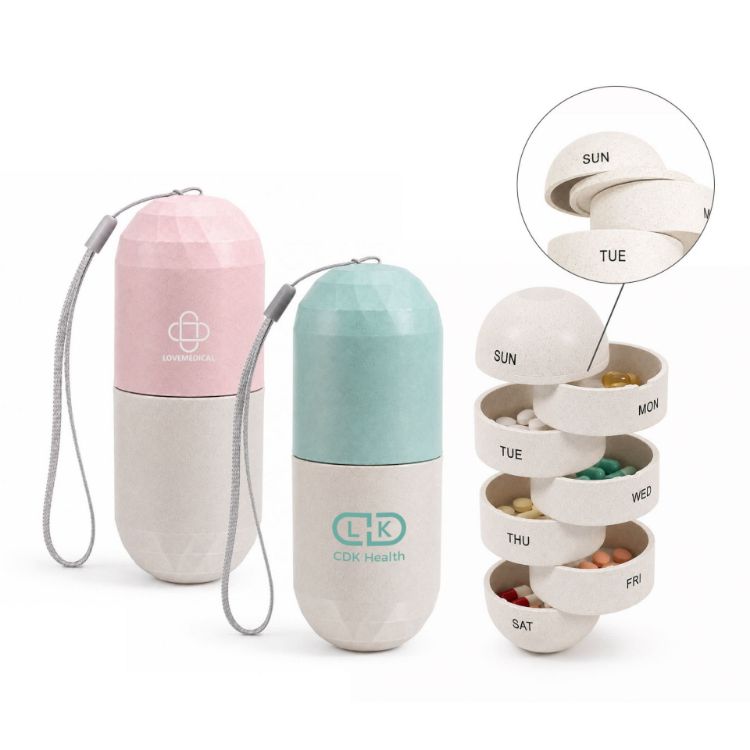 Picture of Wheat Straw Capsule Shape Pills Organizer