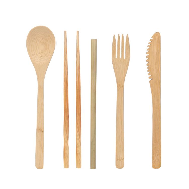 Picture of 6 pieces Bamboo Cutlery Set