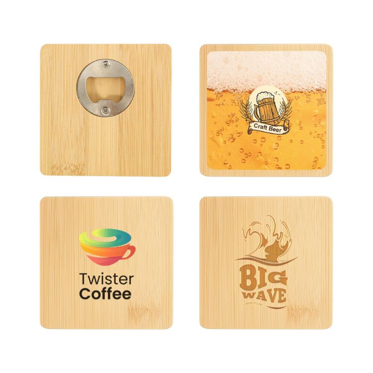 Picture of Square Bamboo Bottle Opener Coaster