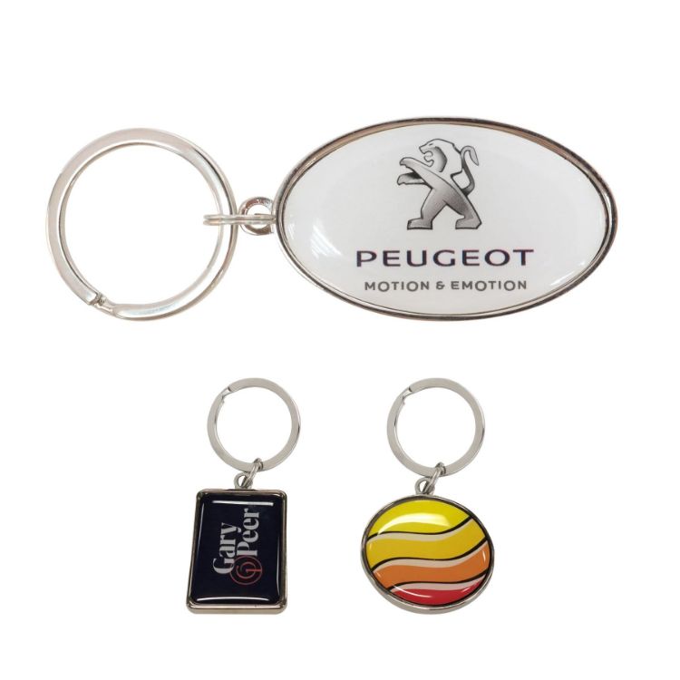 Picture of Custom Shaped Metal Epoxy Domed Keyring