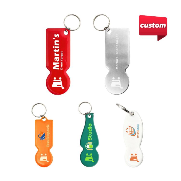 Picture of Custom Shape Trolley Coin Keyring