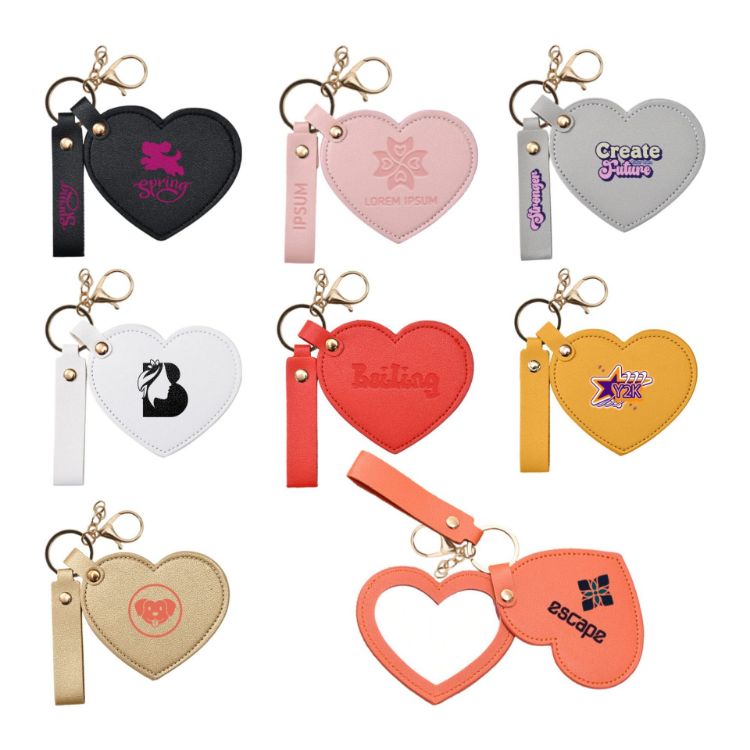Picture of Heart-Shaped Compact Mirror with Keychain