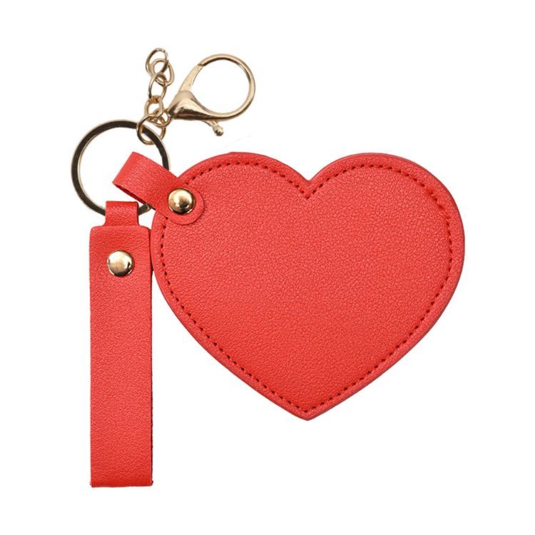 Picture of Heart-Shaped Compact Mirror with Keychain