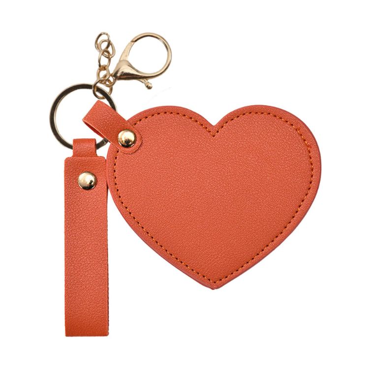 Picture of Heart-Shaped Compact Mirror with Keychain