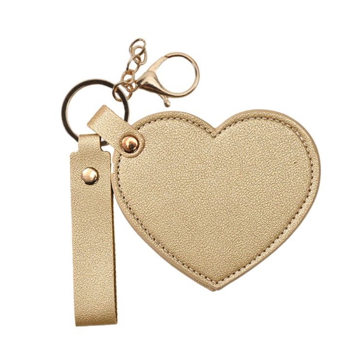 Picture of Heart-Shaped Compact Mirror with Keychain